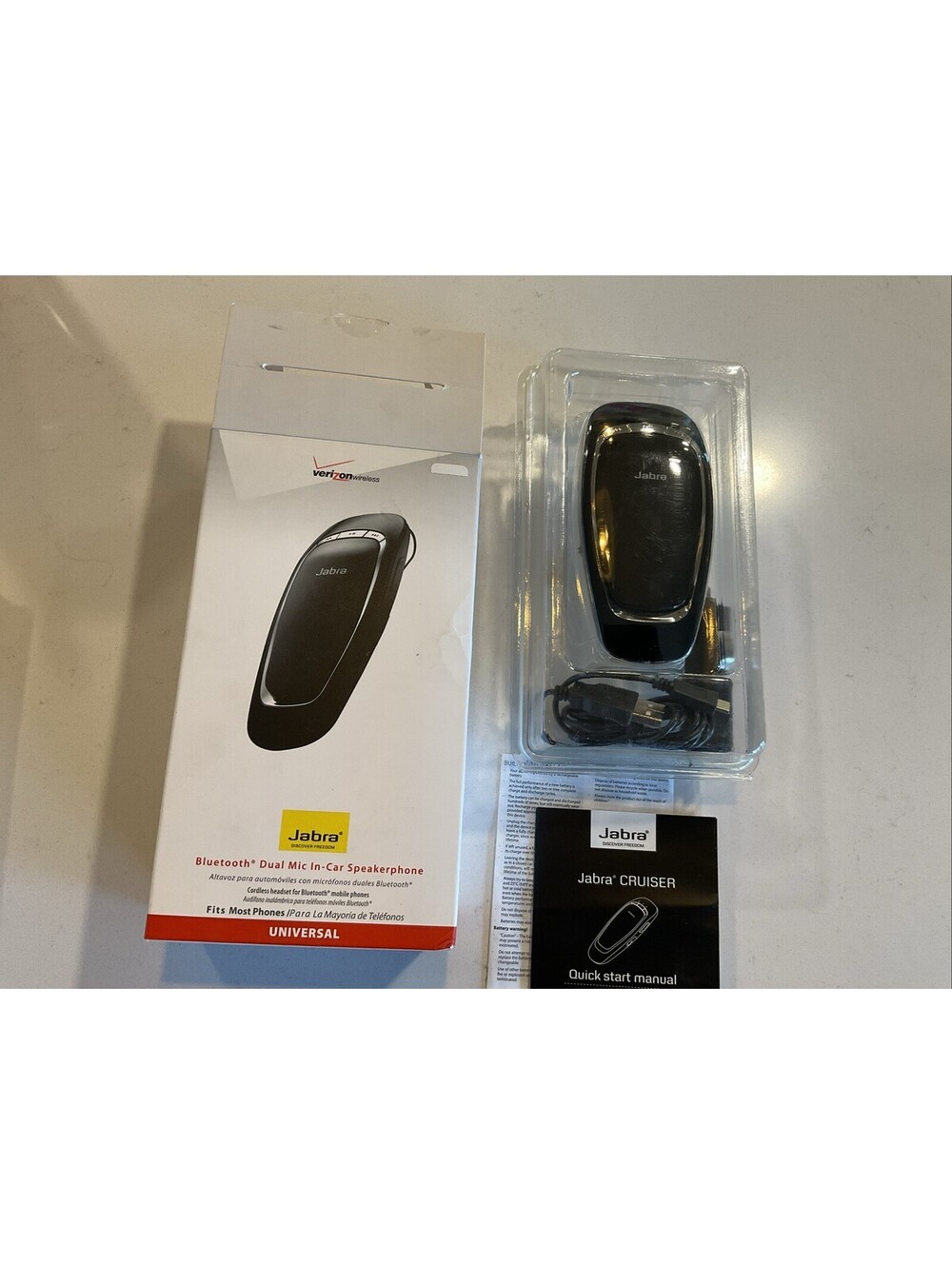 Jabra Universal Bluetooth Dual Mic And In-Car Speakerphone - Black Verizon  NEW